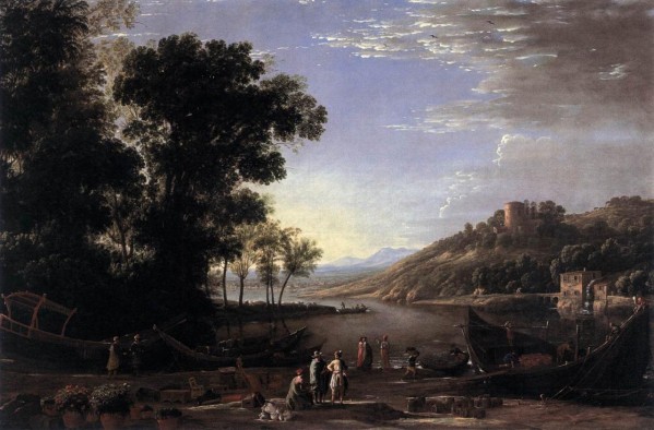 Paysage avec marchands by Claude Lorrain